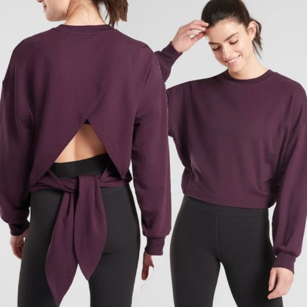 LAST CHANCE 💃 Athleta Yoga Tie Back Sweatshirt in Agate Purple - Picture 1 of 5